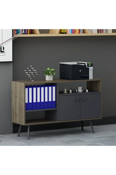 Lagomood Irony Maxi Ofis Dolabı Antrasit Ceviz