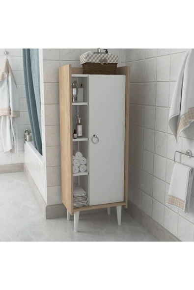 Lagomood Ruby Çok Amaçlı Dolap Banyo Mutfak Beyaz Meşe