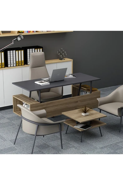 Lagomood İrony İnfy Ofis Takımı Antrasit Ceviz - Resim 4