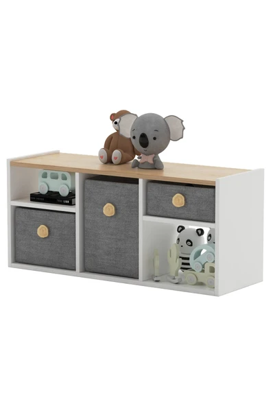 Lagomood Bala Oyuncak Dolabı Beyaz Meşe - Resim 4