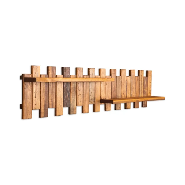 Ahşap Duvar Rafı Çit 2 Raflı Çit Model - 2