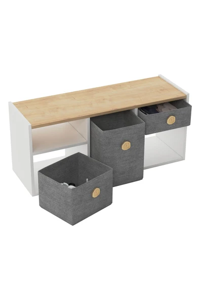 Lagomood Bala Oyuncak Dolabı Beyaz Meşe - Resim 5