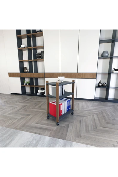 Lagomood Zenith Kitaplık Antrasit Ceviz