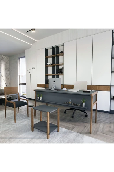 Lagomood Zenith Ofis Masa Takımı Antrasit Ceviz