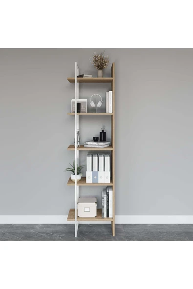 Lagomood Poly Kitaplık Beyaz Meşe - Resim 2