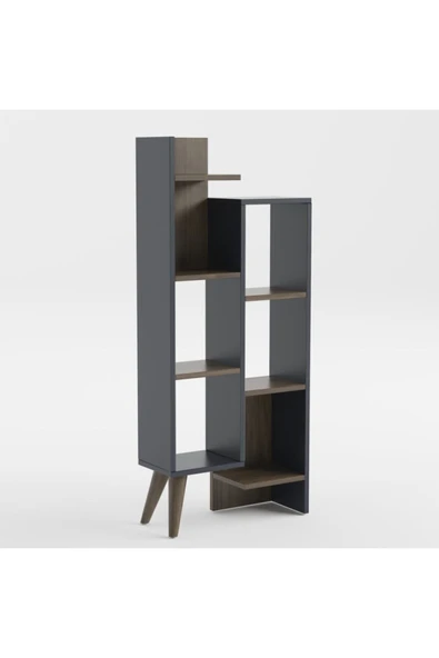 Lagomood Evren Kitaplık Antrasit  Ceviz - Resim 3