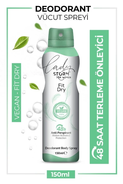 Storm Kadın Deodorant Sprey Terleme Karşıtı Vegan Fit Dry 150 ml