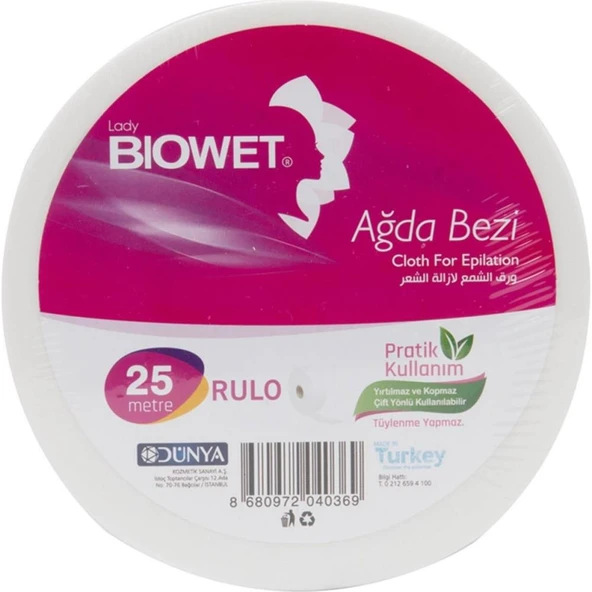 Biowet 25 Metre Rulo Ağda Bezi