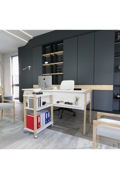 Lagomood Zenith Kitaplık Beyaz Meşe - 3