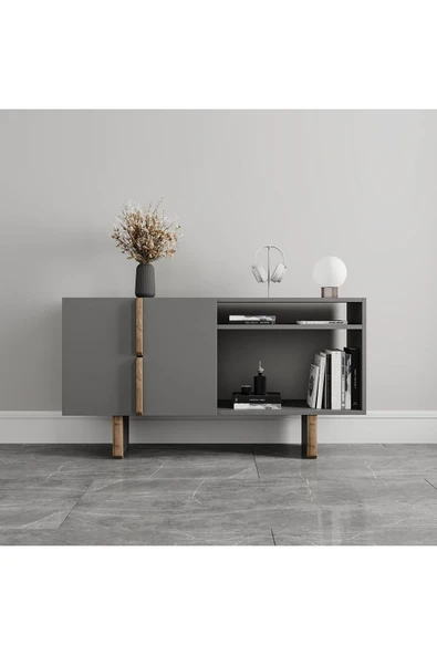 Lagomood Zenith Ofis Dolabı Antrasit Ceviz - 2