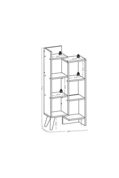 Lagomood Evren Kitaplık Antrasit  Ceviz - Resim 4
