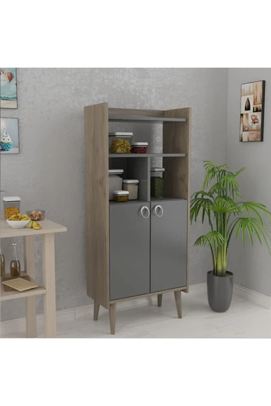 Lagomood Kiler Çok Amaçlı Dolap Banyo  Mutfak Antrasit & Ceviz