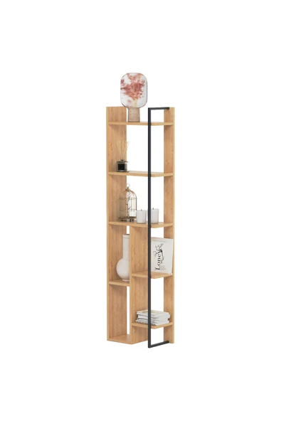 Lagomood Sembol Köşe Kitaplık Meşe - Resim 5