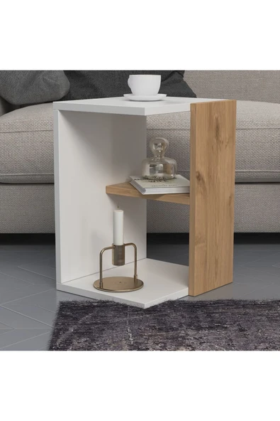 Lagomood BİZAYNİ Zigon Sehpa Beyaz Meşe - 4
