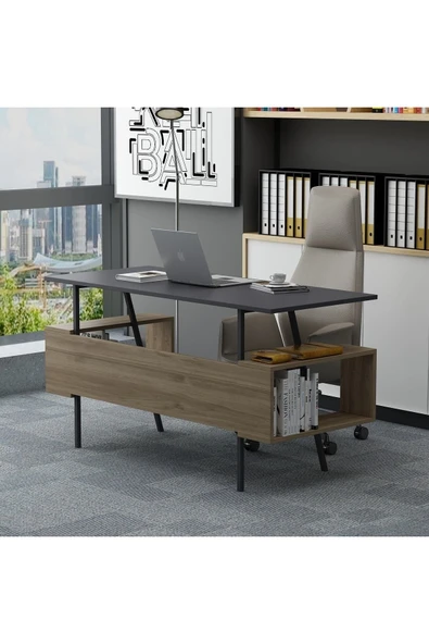 Lagomood Irony Maxi Ofis Masası Antrasit Ceviz - 3