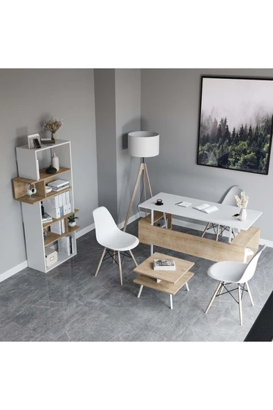 Lagomood İrony İnfy Ofis Takımı Beyaz Meşe
