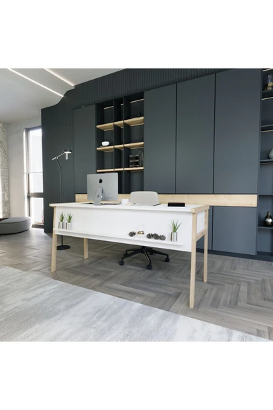 Lagomood Zenith Ofis Masası Beyaz Meşe