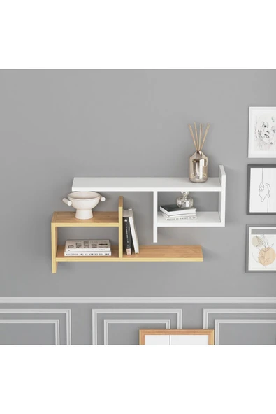 Lagomood Hisar Plus Duvar Rafı Beyaz Meşe - 3
