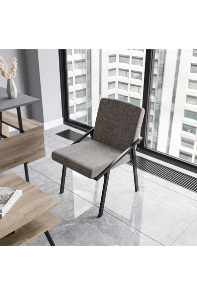 Lagomood İrony Maxi Ofis İki Koltuklu Masa Takımı Antrasit Ceviz - 4
