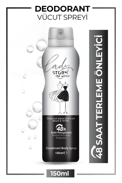 Storm Kadın Deodorant Sprey Terleme Karşıtı Black & White 150 ml - 1