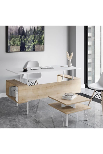 Lagomood İrony Rasha Ofis Takımı Beyaz Meşe - 2