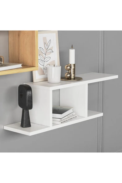 Lagomood Deren Plus Duvar Rafı Beyaz Meşe - 2