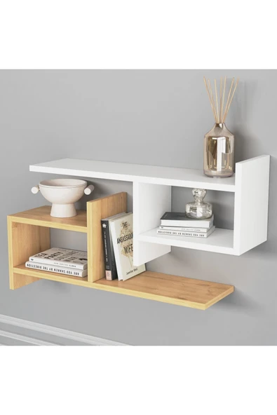 Lagomood Hisar Plus Duvar Rafı Beyaz Meşe - 2