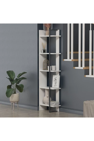 Lagomood Simge Köşe Kitaplık Beyaz - 1