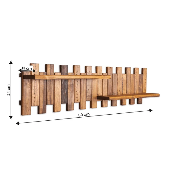 Ahşap Duvar Rafı Çit 2 Raflı Çit Model - 4
