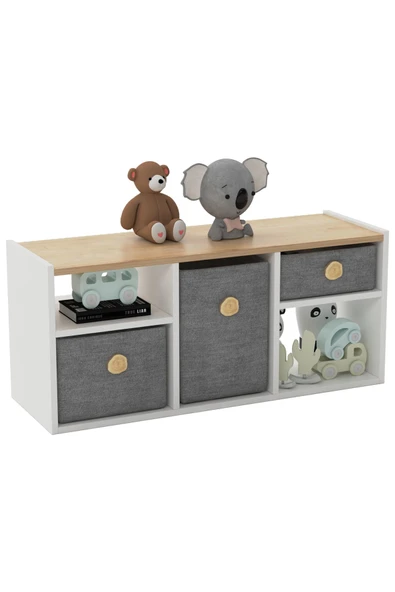 Lagomood Bala Oyuncak Dolabı Beyaz Meşe - Resim 3