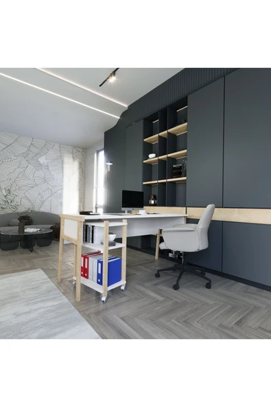 Lagomood Zenith Kitaplık Beyaz Meşe - 4
