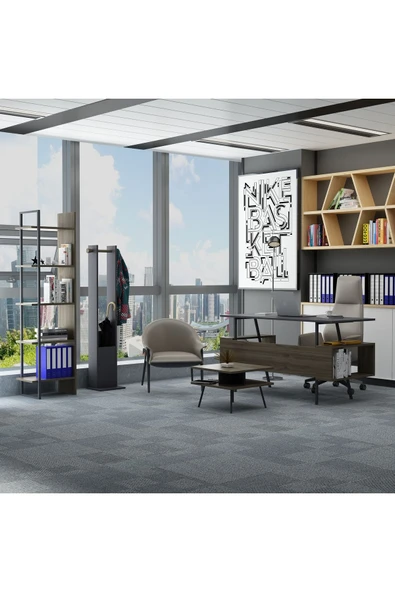 Lagomood İrony Joline Ofis Takımı Antrasit Ceviz