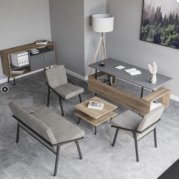 Lagomood İrony Ofis Koltuk Takımı Antrasit - Resim 2