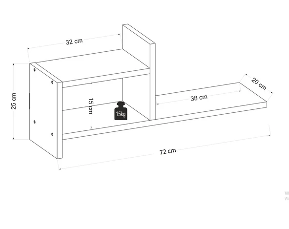 Lagomood Hisar Plus Duvar Rafı Antrasit Ceviz - Resim 5
