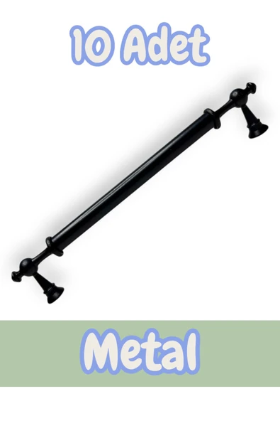Ezgi Alüminyum Metal Lüks Modern Mobilya Çekmece Mutfak Dolabı Kulpu Siyah 224mm (10 Adet) - 1