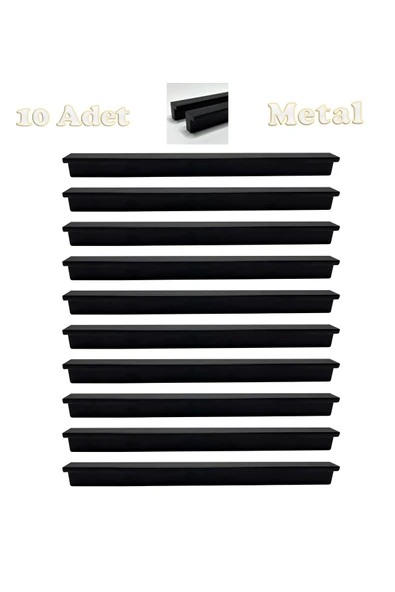 Fulya Alüminyum Metal Lüks Modern Mobilya Çekmece Mutfak Dolabı Kulpu Siyah 96mm (10 Adet)
