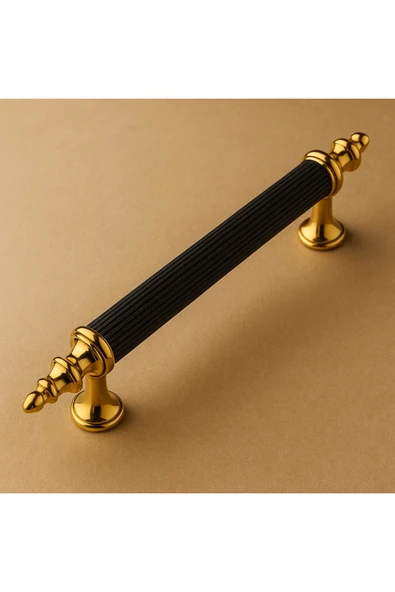 Tuana Rustik Alüminyum Metal Lüks Modern Mobilya Çekmece Mutfak Dolabı Kulpu Siyah-Altın 160mm (5 Adet) - 4