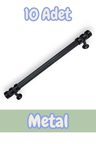 Çizgili Nesli Alüminyum Metal Lüks Modern Mobilya Çekmece Mutfak Dolabı Kulpu Siyah 224mm (10 Adet)