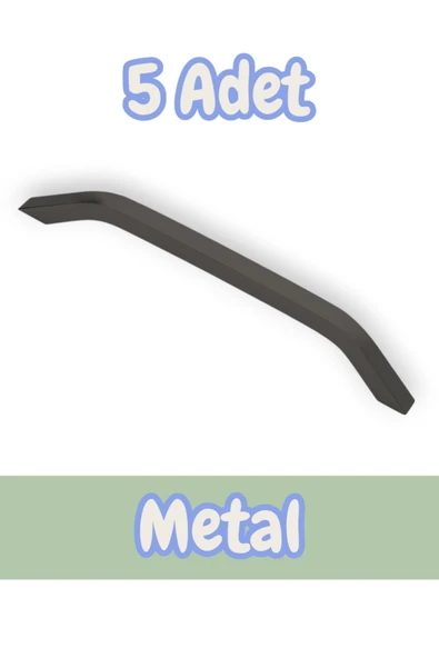 İdil Alüminyum Metal Lüks Modern Mobilya Çekmece Mutfak Dolabı Kulpu Siyah 224mm (5 Adet)