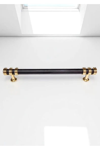 Nesli Alüminyum Metal Lüks Modern Mobilya Çekmece Mutfak Dolabı Kulpu Siyah-Altın 160mm (10 Adet) - 2