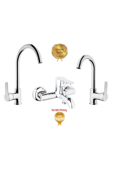 Kare Delta Lavabo,Banyo,Evye Batarya Üçlü Set - 1