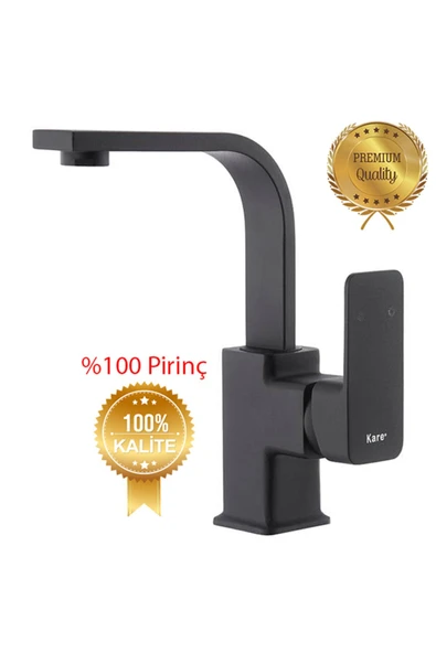 Kare Siera Lavabo,banyo,evye Bataryası Üçlü Set Siyah - 2