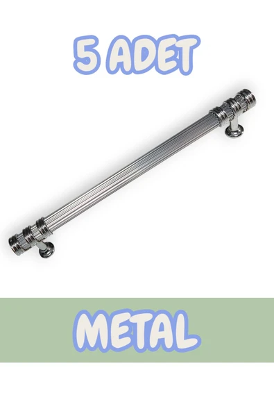 Çizgili Nesli Alüminyum Metal Lüks Modern Mobilya Çekmece Mutfak Dolabı Kulpu Krom 192mm (5 Adet) - 1