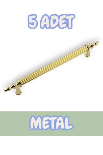 Tuana Rustik Alüminyum Metal Lüks Modern Mobilya Çekmece Mutfak Dolabı Kulpu Altın 128mm (5 Adet)