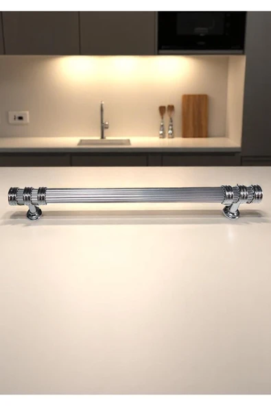 Çizgili Nesli Alüminyum Metal Lüks Modern Mobilya Çekmece Mutfak Dolabı Kulpu Krom 160mm (5 Adet) - 2
