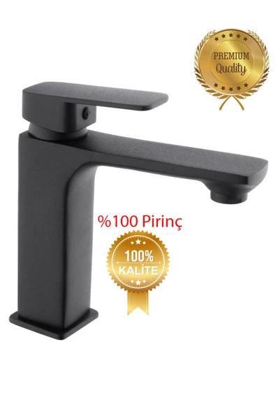 Kare Siera Lavabo,banyo,evye Bataryası Üçlü Set Siyah - 4