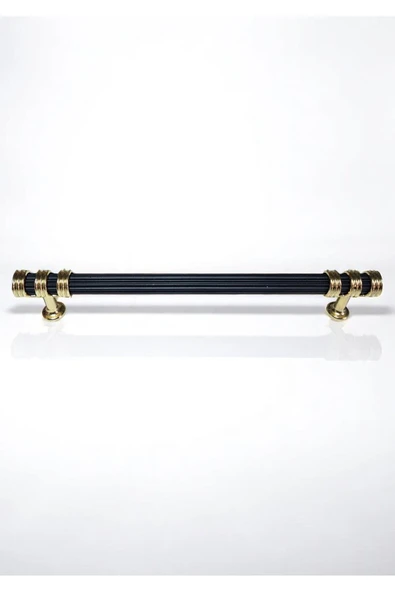 Çizgili Nesli Alüminyum Metal Lüks Modern Mobilya Çekmece Mutfak Dolabı Kulpu Siyah-Altın 160mm (5 Adet) - 2