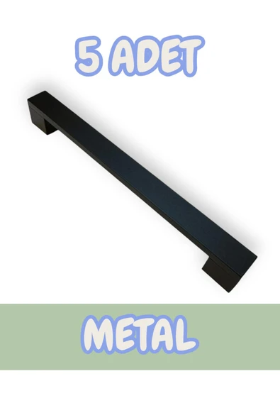 Safran Kalın Alüminyum Metal Lüks Modern Mobilya Çekmece Mutfak Dolabı Kulpu Siyah 128mm (5 Adet)