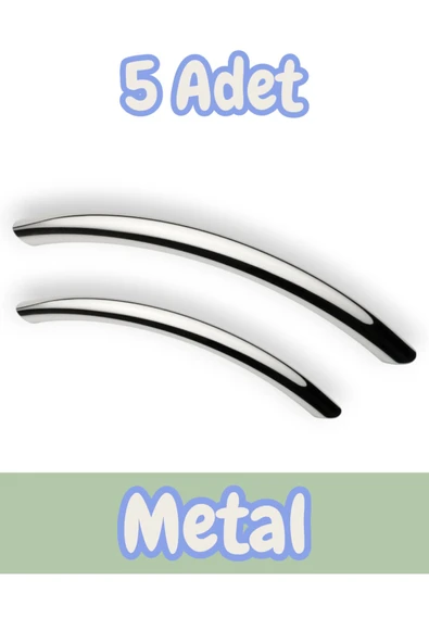 Eko Kumru Yay Alüminyum Metal Lüks Modern Mobilya Çekmece Mutfak Dolabı Kulpu Krom 192mm (5 Adet)