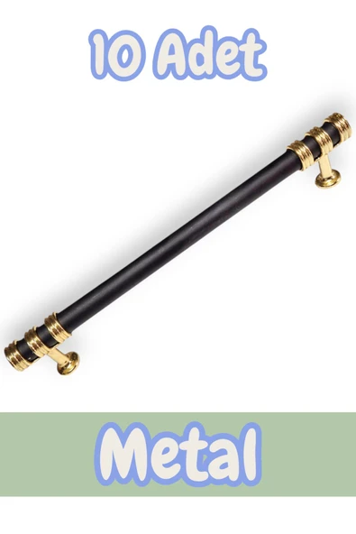 Nesli Alüminyum Metal Lüks Modern Mobilya Çekmece Mutfak Dolabı Kulpu Siyah-Altın 160mm (10 Adet) - 1